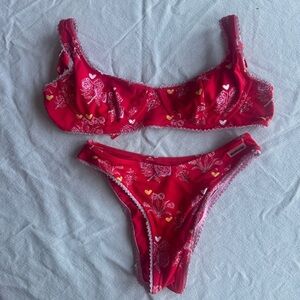 Blackbough Red Bikini with Lace Trim